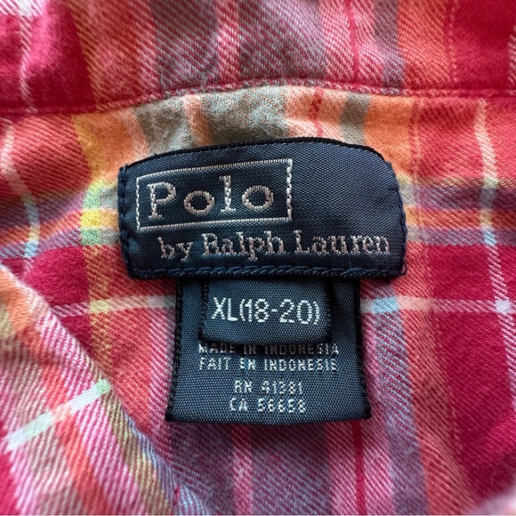 Polo Ralph Lauren red plaid short sleeve button down shirt boys XL 18/20 - Picture 6 of 12